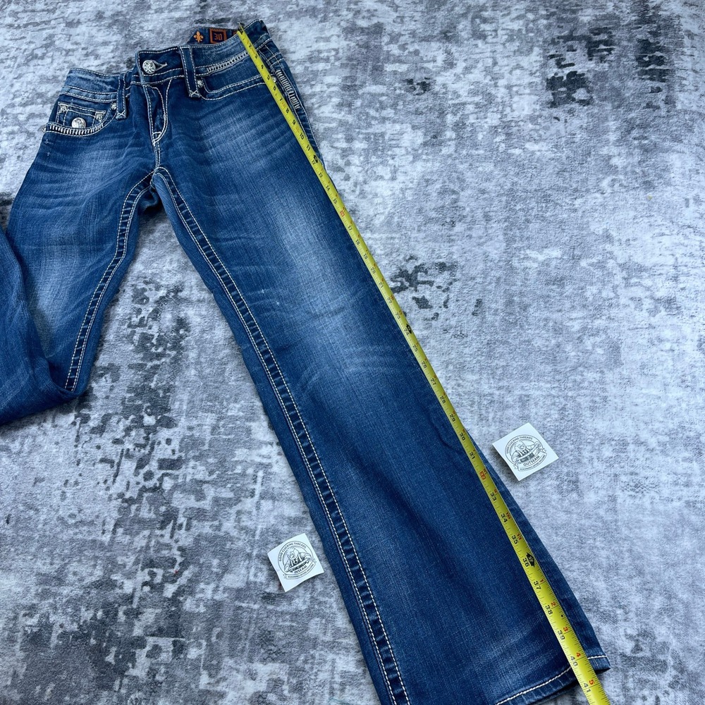 Rock Revival Womens 30 Jen 05 Bootcut Jeans Solid Blue Denim Embellished Y2K - Picture 7 of 16